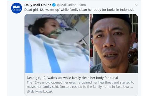 دختر 12 ساله بعد از مرگ زنده شد (عکس) دختر 12 ساله بعد از مرگ زنده شد (عکس)