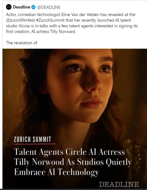 عکس آنلاین | هالیوود برای امضای قرارداد با اولین بازیگر تولیدشده توسط هوش مصنوعی آماده میشود سال ۱۴۰۴ عکس آنلاین | هالیوود برای امضای قرارداد با اولین بازیگر تولیدشده توسط هوش مصنوعی آماده میشود سال ۱۴۰۴